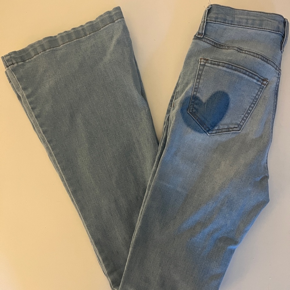 Altar’d State Button Up Heart Bell Bottom Jeans 26/3